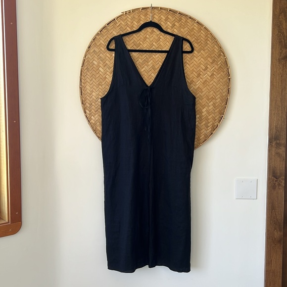 WOMEN’S DEIJI STUDIOS THE BLACK TIE SLIP DRESS 100% FRENCH LINEN WORN ONCE - Picture 11 of 15